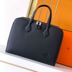 Replica di lusso Valigetta da lavoro Hermes Elephant Nero Imitazione Falso