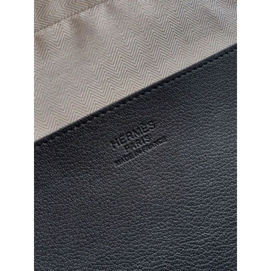 Replica di lusso Valigetta da lavoro Hermes Elephant Nero Imitazione Falso