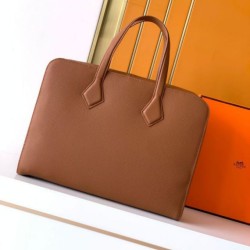 Replica di lusso Borsa da lavoro Hermes Elephant marrone Imitazione Falso