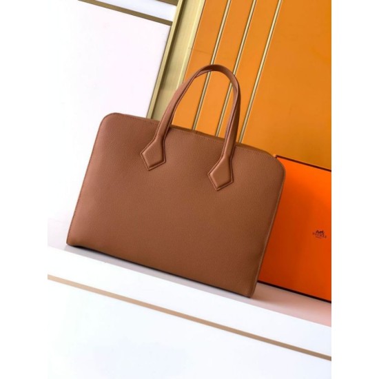 Replica di lusso Borsa da lavoro Hermes Elephant marrone Imitazione Falso