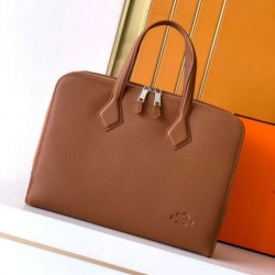 Replica di lusso Borsa da lavoro Hermes Elephant marrone Imitazione Falso