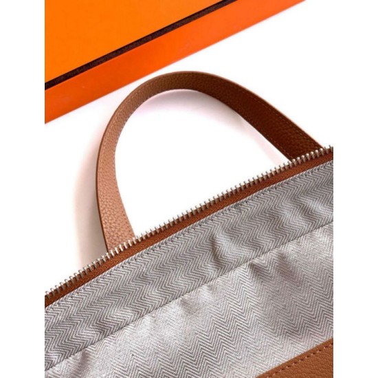 Replica di lusso Borsa da lavoro Hermes Elephant marrone Imitazione Falso