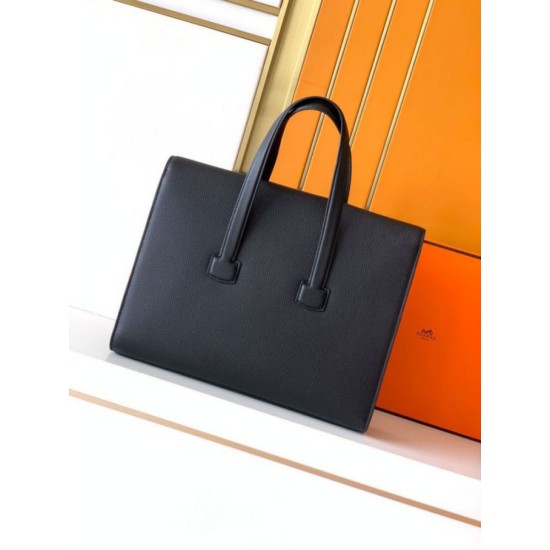 Replica di lusso Borsa da lavoro Hermes 6097 nera Imitazione Falso
