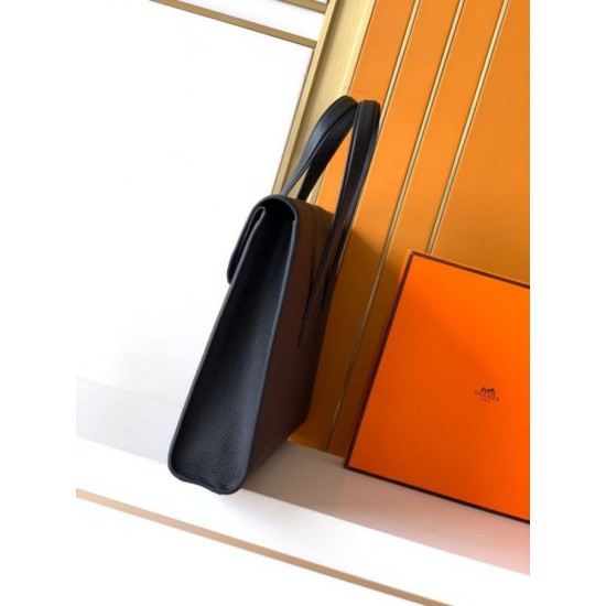 Replica di lusso Borsa da lavoro Hermes 6097 nera Imitazione Falso