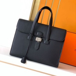 Replica di lusso Borsa da lavoro Hermes 6097 nera Imitazione Falso
