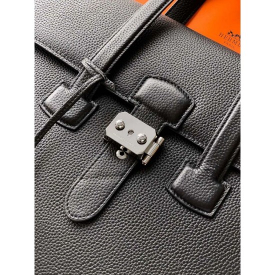 Replica di lusso Borsa da lavoro Hermes 6097 nera Imitazione Falso
