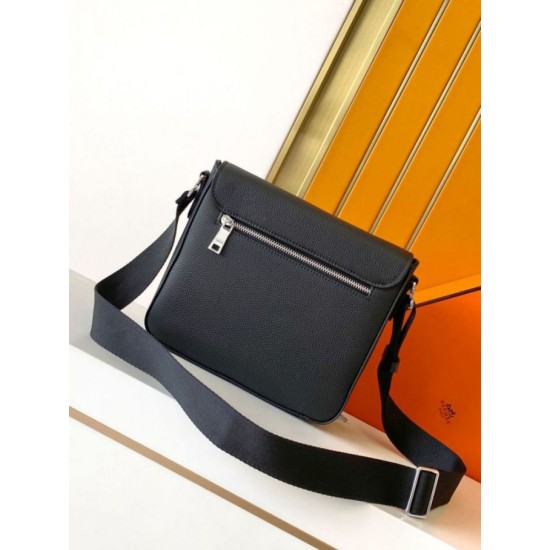 Replica di lusso Borsa a tracolla Hermes Messenger 7062 uomo Nera Imitazione Falso