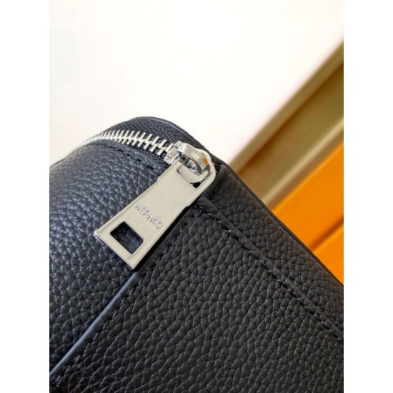 Replica di lusso Borsa a tracolla Hermes Messenger 7062 uomo Nera Imitazione Falso
