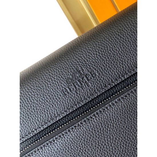 Replica di lusso Borsa a tracolla Hermes Messenger 7062 uomo Nera Imitazione Falso