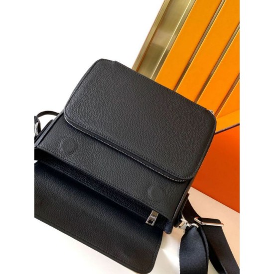 Replica di lusso Borsa a tracolla Hermes Messenger 7062 uomo Nera Imitazione Falso