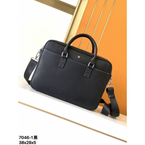 Replica di lusso Borsa Valigetta da lavoro Hermes 7046 Nero  Imitazione Falso