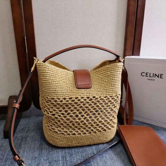 Replica di lusso Borsa a secchiello piccola intrecciata Celine Triomphe Imitazione Falso