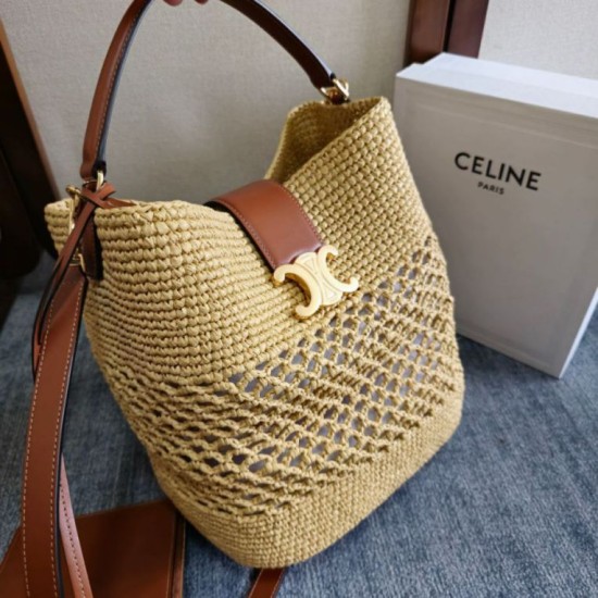 Replica di lusso Borsa a secchiello piccola intrecciata Celine Triomphe Imitazione Falso