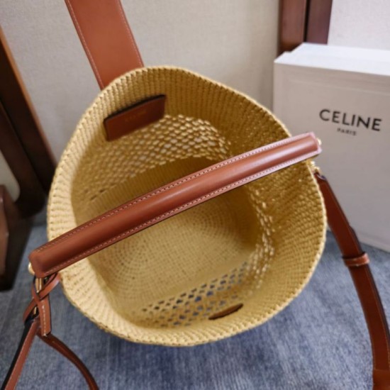 Replica di lusso Borsa a secchiello piccola intrecciata Celine Triomphe Imitazione Falso