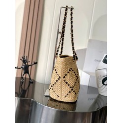 Replica di lusso Borsa shopping Chanel AS5811 Small Tote Rafia Nero Imitazione Falso