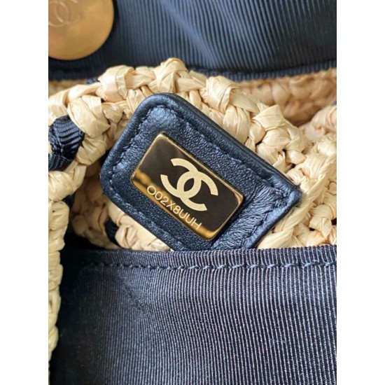 Replica di lusso Borsa shopping Chanel AS5811 Small Tote Rafia Nero Imitazione Falso