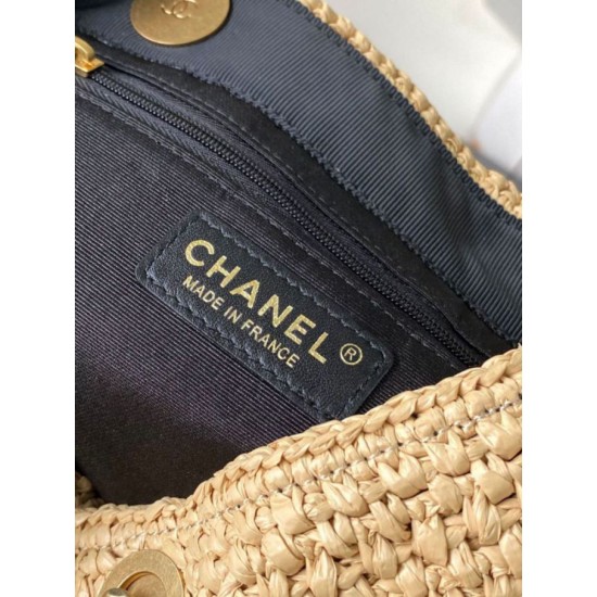 Replica di lusso Borsa shopping Chanel AS5811 Small Tote Rafia Nero Imitazione Falso