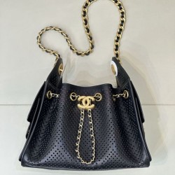 Replica di lusso Borsa Chanel piccola 25 AS5631 Hobo con design traforato nera Imitazione Falso