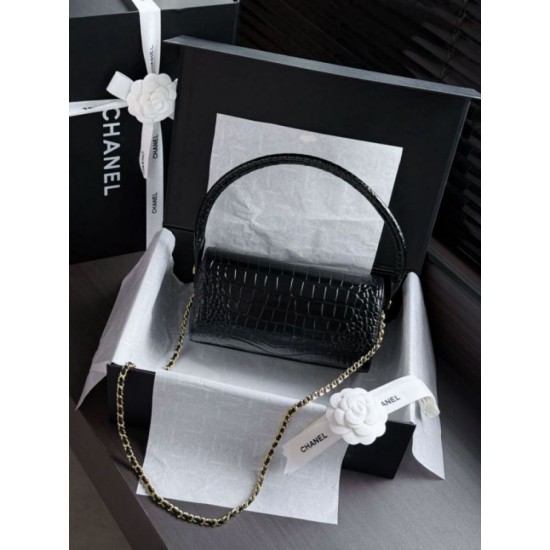 Replica fedele Borsa a mano Chanel 26A Bowling AP5294 con stampa coccodrillo Imitazione Fake