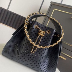 Replica identica Borsa Chanel piccola 25 Hobo AS5293 nera traforata Replica fedele Borsa Chanel piccola 25 Hobo AS5293 nera traforata Imitazione Fake