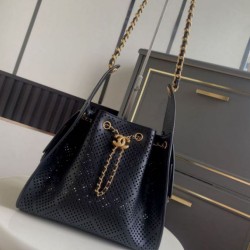 Replica fedele Borsa Chanel piccola 25 Hobo AS5293 nera traforata Imitazione Fake