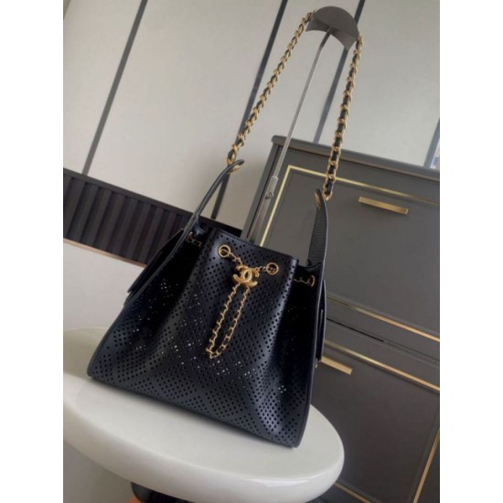 Replica identica Borsa Chanel piccola 25 Hobo AS5293 nera traforata Replica fedele Borsa Chanel piccola 25 Hobo AS5293 nera traforata Imitazione Fake