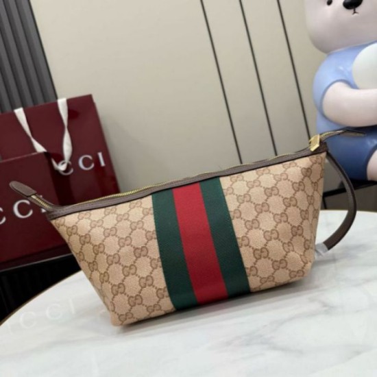 Replica identica Gucci 875159 Beauty case piccolo GG marrone Replica fedele Gucci 875159 Beauty case piccolo GG marrone Imitazione Fake