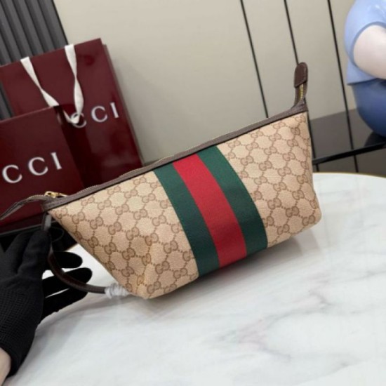 Replica identica Gucci 875159 Beauty case piccolo GG marrone Replica fedele Gucci 875159 Beauty case piccolo GG marrone Imitazione Fake