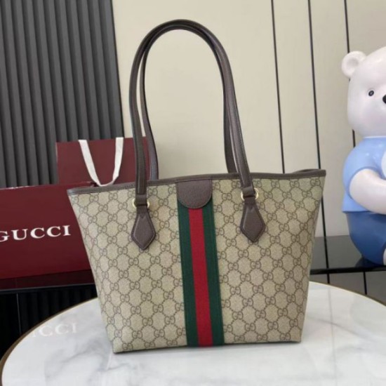 Replica identica Borsa tote media Gucci Ophidia GG 836831 marrone Replica fedele Borsa tote media Gucci Ophidia GG 836831 marrone Imitazione Fake