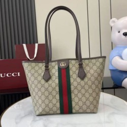 Replica fedele Borsa tote media Gucci Ophidia GG 836831 marrone Imitazione Fake