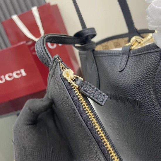 Replica fedele Borsa tote reversibile Gucci 839124 Totissima nera/marrone Imitazione Fake