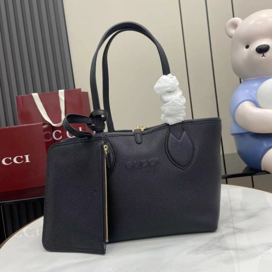 Replica fedele Borsa tote reversibile Gucci 839124 Totissima nera/marrone Imitazione Fake