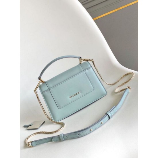 Replica fedele Borsa Bvlgari Serpenti Forever Mini con manico superiore Versione Chip Blu Imitazione Fake