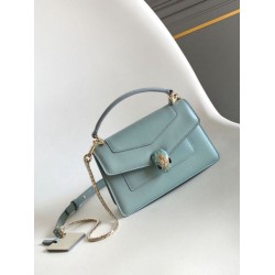 Replica fedele Borsa Bvlgari Serpenti Forever Mini con manico superiore Versione Chip Blu Imitazione Fake