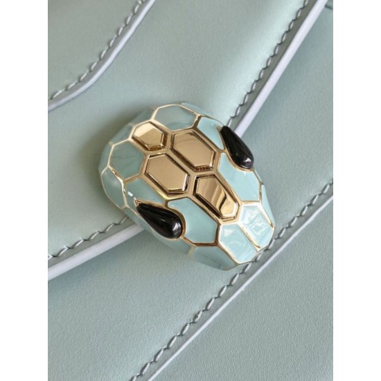 Replica fedele Borsa Bvlgari Serpenti Forever Mini con manico superiore Versione Chip Blu Imitazione Fake