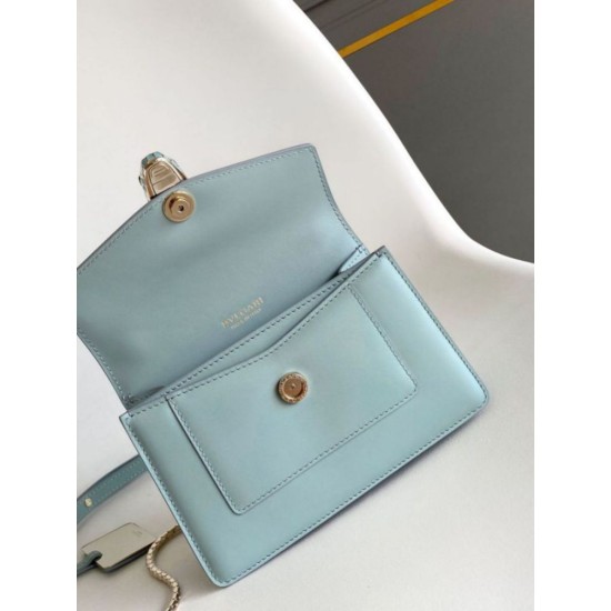 Replica fedele Borsa Bvlgari Serpenti Forever Mini con manico superiore Versione Chip Blu Imitazione Fake