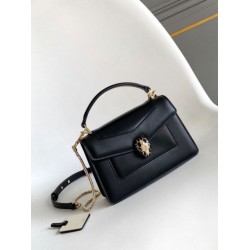 Replica fedele Borsa Bvlgari Serpenti Forever Mini con manico superiore Versione Chip Nero Imitazione Fake