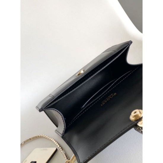 Replica fedele Borsa Bvlgari Serpenti Forever Mini con manico superiore Versione Chip Nero Imitazione Fake