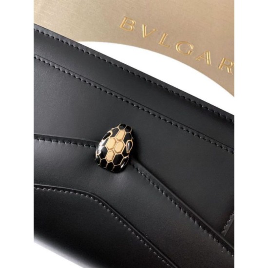 Replica fedele Pochette con catena Bvlgari Serpenti Forever 20cm Versione Chip Nero Imitazione Fake