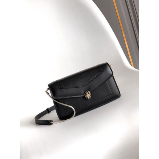 Replica fedele Pochette con catena Bvlgari Serpenti Forever 20cm Versione Chip Nero Imitazione Fake