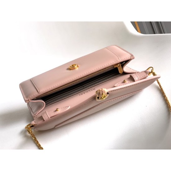 Replica fedele Pochette con catena Bvlgari Serpenti Forever 20cm Versione Chip Rosa Imitazione Fake