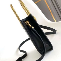 Replica fedele Borsa tote mini Bvlgari Serpenti Versione Chip nera Imitazione Fake