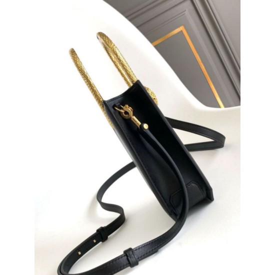 Replica fedele Borsa tote mini Bvlgari Serpenti Versione Chip nera Imitazione Fake
