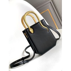 Replica fedele Borsa tote mini Bvlgari Serpenti Versione Chip nera Imitazione Fake