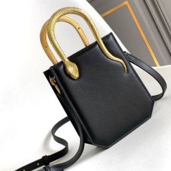 Replica fedele Borsa tote mini Bvlgari Serpenti Versione Chip nera Imitazione Fake