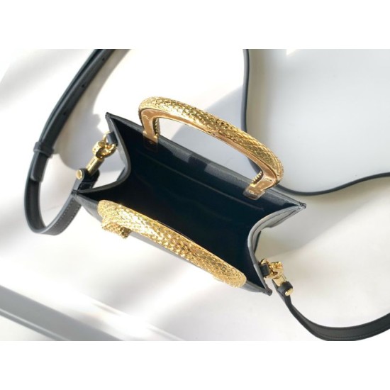 Replica fedele Borsa tote mini Bvlgari Serpenti Versione Chip nera Imitazione Fake