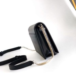 Replica fedele Portafoglio con catena Infinitum con logo Bvlgari Versione Chip nero Imitazione Fake