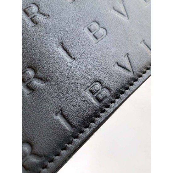 Replica fedele Portafoglio con catena Infinitum con logo Bvlgari Versione Chip nero Imitazione Fake