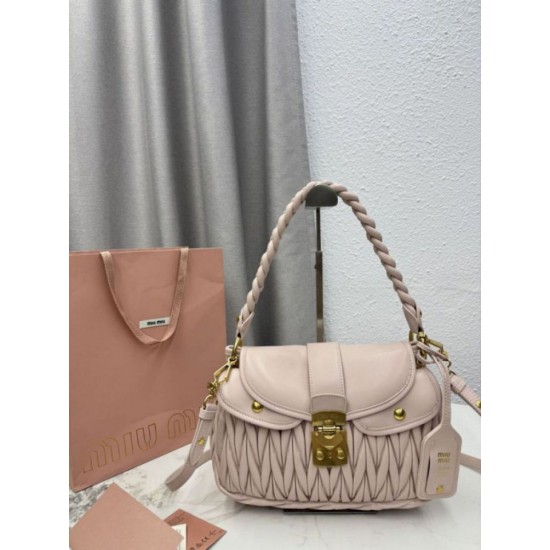 Replica fedele Borsa a mano trapuntata Miu Miu 5BC213 Rosa Imitazione Fake