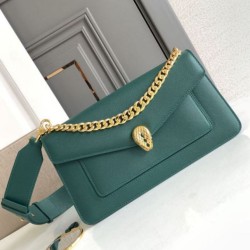 Replica fedele Borsa a tracolla Bvlgari Serpenti East-West Maxi Chain Versione Chip verde Imitazione Fake